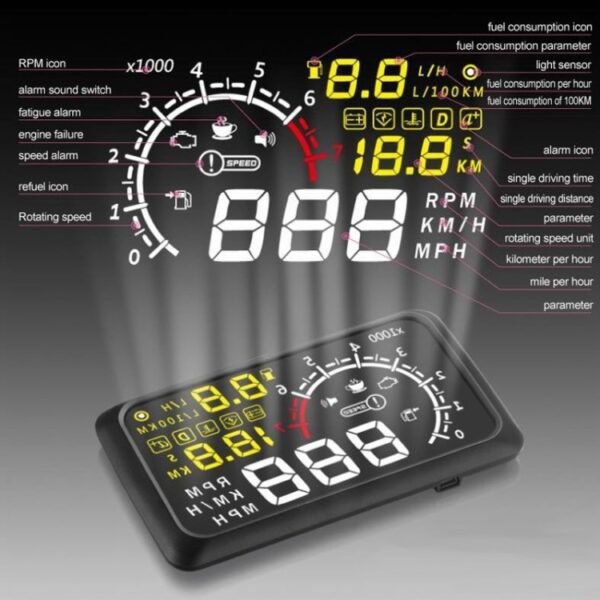 X3 Bluetooth 5.5 inch Car OBDII / EUOBD HUD Vehicle-mounted Head Up Display Security System, Support Speed & Fuel Consumption, Overspeed Alarm, Water Temperature, etc, X3 5.5 inch - Image 6