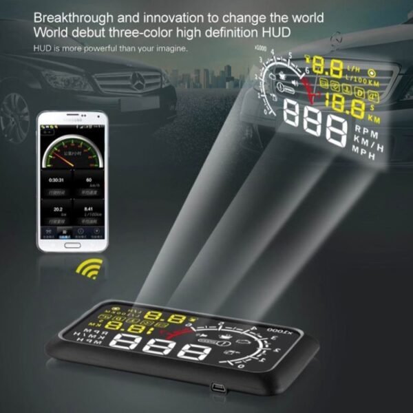 X3 Bluetooth 5.5 inch Car OBDII / EUOBD HUD Vehicle-mounted Head Up Display Security System, Support Speed & Fuel Consumption, Overspeed Alarm, Water Temperature, etc, X3 5.5 inch - Image 8