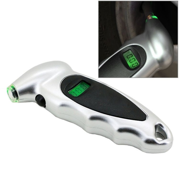 1/4 inch LCD Display Screen Digital Tire Gauge with LED Light, Pressure Range: 0-100PSI, 1/4 inch