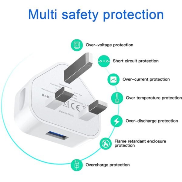 5V / 1A (UK Plug) USB Charger Adapter For  iPhone, Galaxy, Huawei, Xiaomi, LG, HTC and Other Smart Phones, Rechargeable Devices(White) - Image 4
