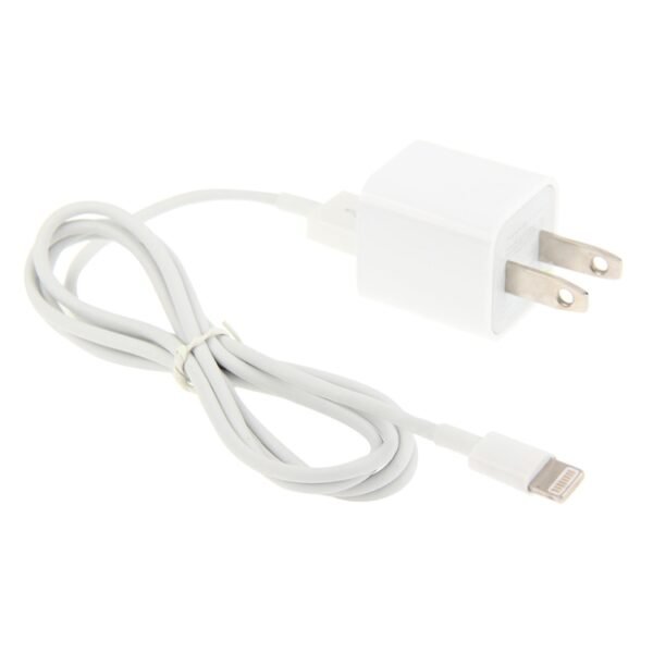 2 in 1 5V 1A US Plug Travel Charger Adapter with 1m 8-pin Cable For iPhone - Image 2