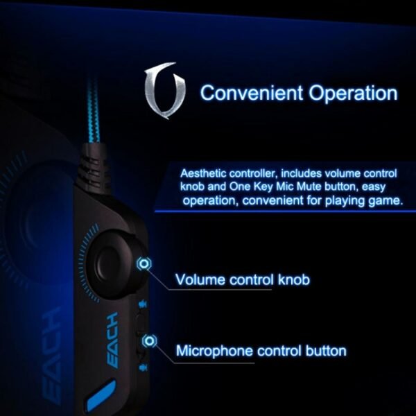 EACH G2000 Over-ear Stereo Bass Gaming Headset with Mic & LED Light for Computer, Cable Length: 2.2m - Image 19