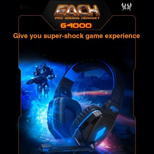EACH G4000 Stereo Gaming Headset with Mic Volume Control & LED Light for Computer, Cable Length: 2.2m - Image 15