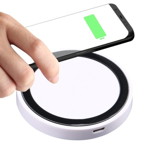 Universal QI Standard Round Wireless Charging Pad (White + Red), White + Black, Black + Blue, Black + Red, White, Black + White, Black + Orange, Grey+Black, White + Red