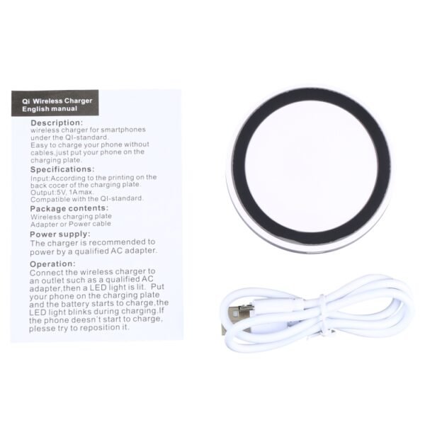 Universal QI Standard Round Wireless Charging Pad (White + Red), White + Black, Black + Blue, Black + Red, White, Black + White, Black + Orange, Grey+Black, White + Red - Image 5