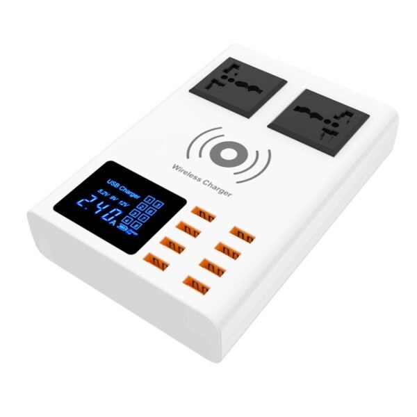 YC-CDA10W 10W Multi Port USB Intelligent Digital Display Fast Charging Wireless Charger, UK Plug, SAS1048A, SAS1048B, SAS1048C - Image 2