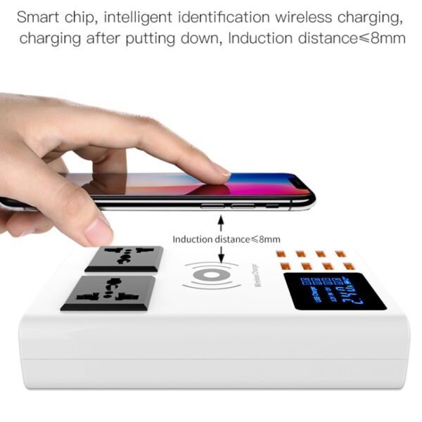 YC-CDA10W 10W Multi Port USB Intelligent Digital Display Fast Charging Wireless Charger, UK Plug, SAS1048A, SAS1048B, SAS1048C - Image 5