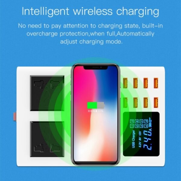 YC-CDA10W 10W Multi Port USB Intelligent Digital Display Fast Charging Wireless Charger, UK Plug, SAS1048A, SAS1048B, SAS1048C - Image 8