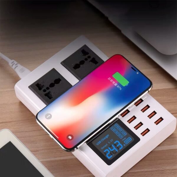 YC-CDA10W 10W Multi Port USB Intelligent Digital Display Fast Charging Wireless Charger, UK Plug, SAS1048A, SAS1048B, SAS1048C - Image 9