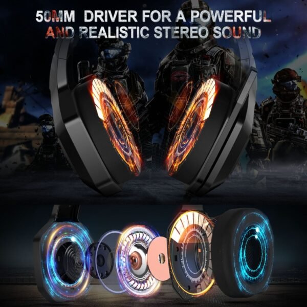 ONIKUMA K10 3.5mm Computer Games Wired Headset with RGB LED Light - Image 4