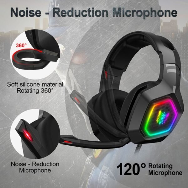 ONIKUMA K10 3.5mm Computer Games Wired Headset with RGB LED Light - Image 5