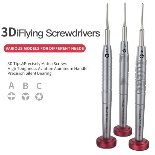 Qianli iFlying 3D Aluminum Handle Anti-slip Screwdriver, Pentalobe, Philips, Tri-point, Pentalobe - Image 2