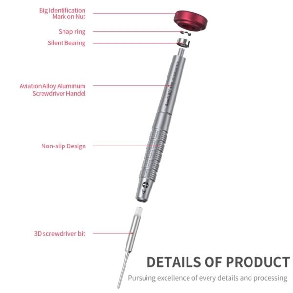 Qianli iFlying 3D Aluminum Handle Anti-slip Screwdriver, Pentalobe, Philips, Tri-point, Pentalobe - Image 3