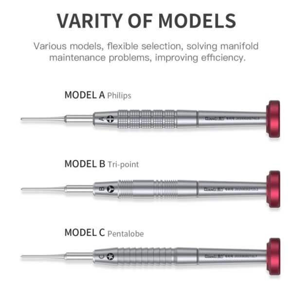 Qianli iFlying 3D Aluminum Handle Anti-slip Screwdriver, Pentalobe, Philips, Tri-point, Pentalobe - Image 5