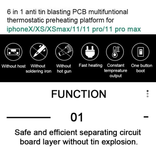 BAKU BA-676 110V-120V Multifuntional PCB IC Glue Remove Thermostatic Heating Platform for iPhone X / XS / XS Max / 11 / 11 Pro / 11 Pro Max, CN Plug - Image 4