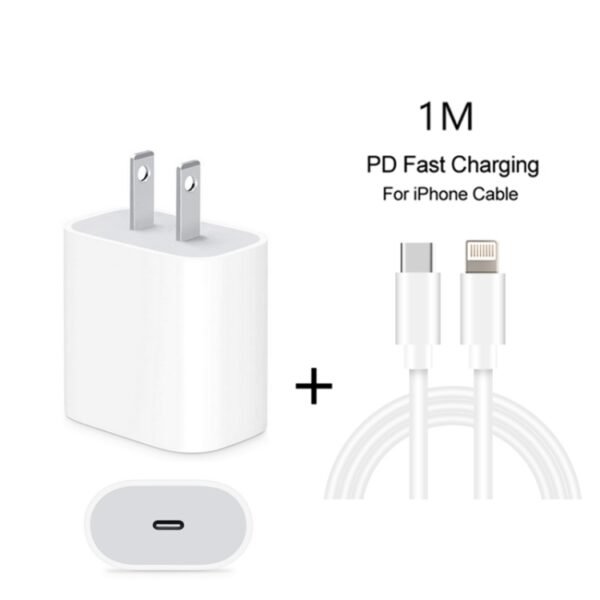 2 in 1 PD 18W Single 8 Pin Interface Travel Charger + 3A PD3.0 USB-C / Type-C to 8 Pin Fast Charge Data Cable Set, Cable Length: 1m, 18W 1m - Image 2