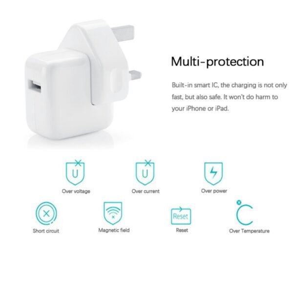 12W USB Port Travel Charger for iPad Series / iPod Series / iPhone Series , UK Plug - Image 4