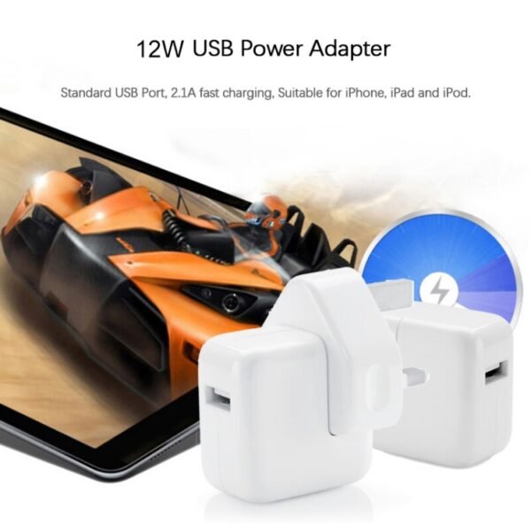 12W USB Charger + USB to 8 Pin Data Cable for iPad / iPhone / iPod Series, UK Plug - Image 7