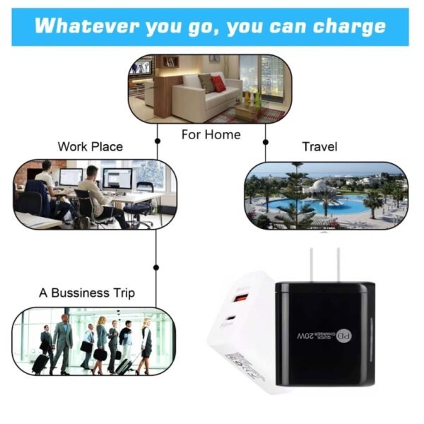 TE-PD01 PD 20W + QC3.0 USB Dual Ports Quick Charger with Indicator Light, US Plug, US Plug - Image 5