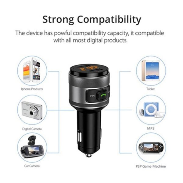 C57 QC3.0 Wireless FM Transmitter Fast Car Charger Bluetooth 5.0 Hands-free Car Modulator USB Flash Memory MP3 Player - Image 5