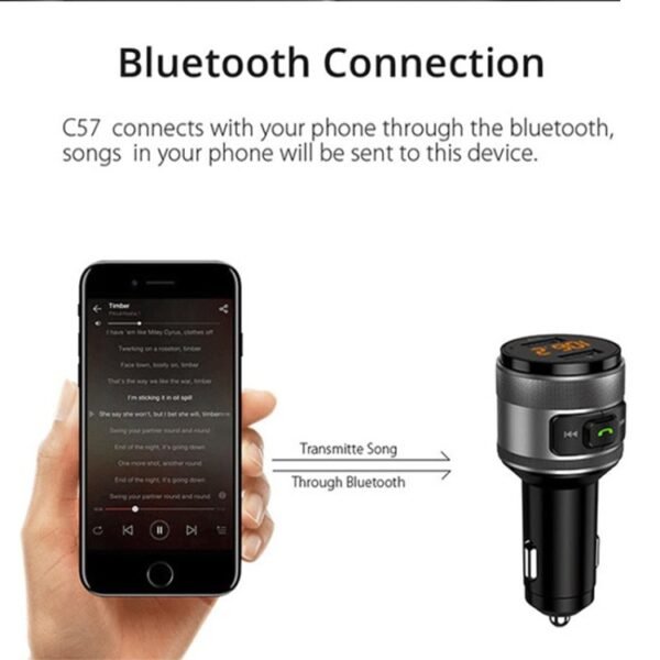 C57 QC3.0 Wireless FM Transmitter Fast Car Charger Bluetooth 5.0 Hands-free Car Modulator USB Flash Memory MP3 Player - Image 6