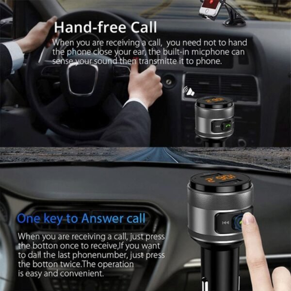 C57 QC3.0 Wireless FM Transmitter Fast Car Charger Bluetooth 5.0 Hands-free Car Modulator USB Flash Memory MP3 Player - Image 7