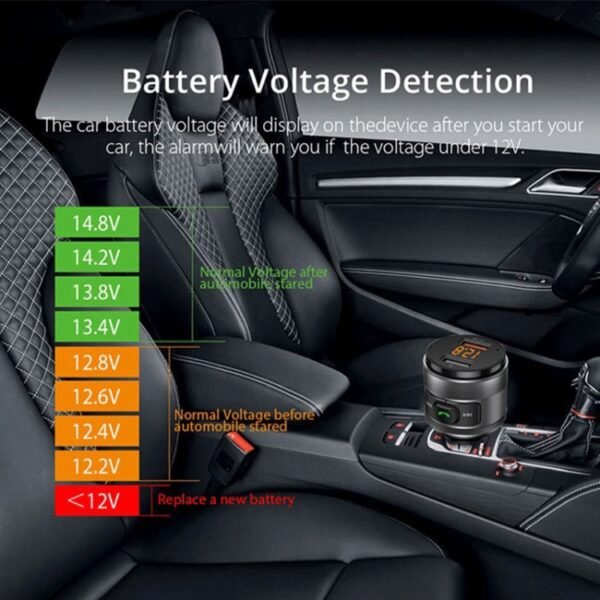 C57 QC3.0 Wireless FM Transmitter Fast Car Charger Bluetooth 5.0 Hands-free Car Modulator USB Flash Memory MP3 Player - Image 8