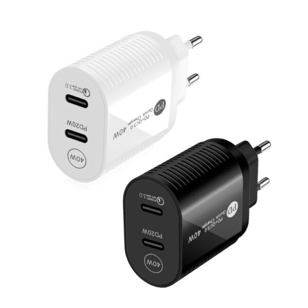 40W Dual Port PD / Type-C Fast Charger for iPhone / iPad Series, EU Plug, EU Plug - Image 2
