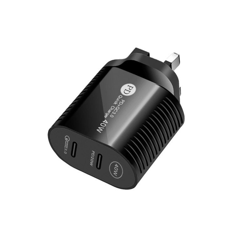 40W Dual Port PD / Type-C Fast Charger for iPhone / iPad Series, UK Plug, UK Plug