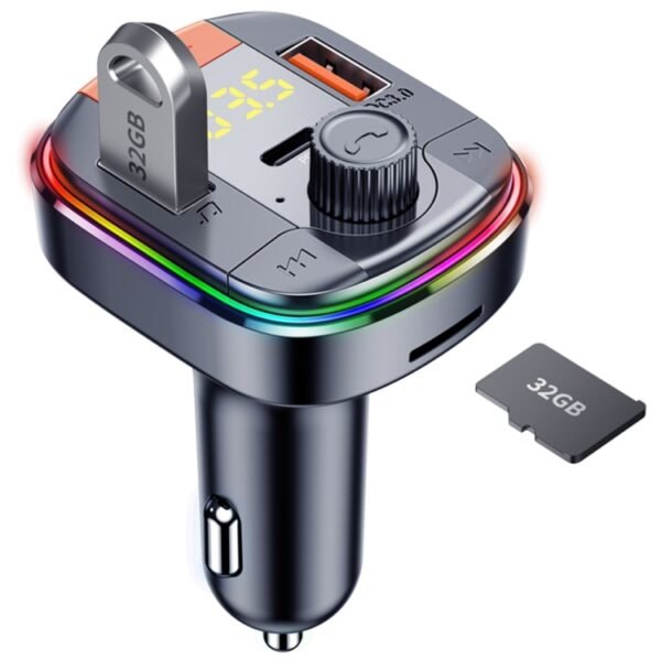 T832 Car Bluetooth FM Transmitter Colorful Light MP3 Player Powerful Quick Charger QC3.0 - Image 2