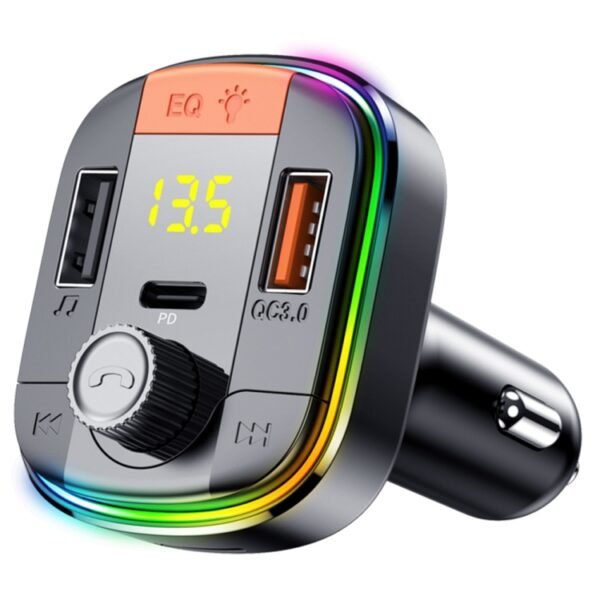 T832 Car Bluetooth FM Transmitter Colorful Light MP3 Player Powerful Quick Charger QC3.0 - Image 3