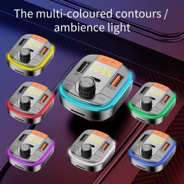 T832 Car Bluetooth FM Transmitter Colorful Light MP3 Player Powerful Quick Charger QC3.0 - Image 4
