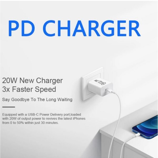AU-20W PD USB-C / Type-C Travel Charger with USB-C to 8 Pin Data Cable, AU Plug, AU Plug + 1m 8 Pin PD Cable, AU Plug + 2m 8 Pin PD Cable - Image 3