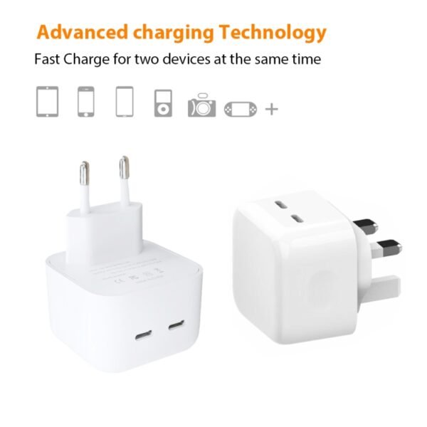 SDC-40W Dual PD USB-C / Type-C Ports Charger with Type-C to 8 Pin Data Cable, UK Plug, UK Plug + 1m 8 Pin Cable, UK Plug + 1.5m 8 Pin Cable, UK Plug + 2m 8 Pin Cable - Image 6