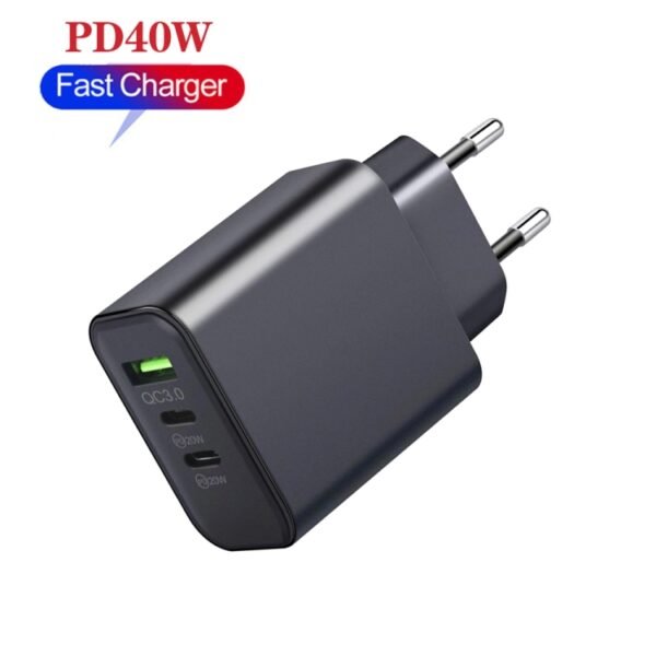 40W Dual PD + QC3.0 Ports Charger with Type-C to 8 Pin Data Cable, EU Plug + 8 Pin Cable, US Plug + 8 Pin Cable - Image 6
