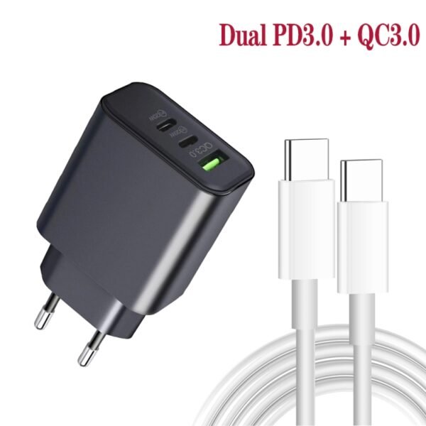 40W Dual PD + QC3.0 Ports Charger with Type-C to 8 Pin Data Cable, EU Plug + 8 Pin Cable, US Plug + 8 Pin Cable - Image 7