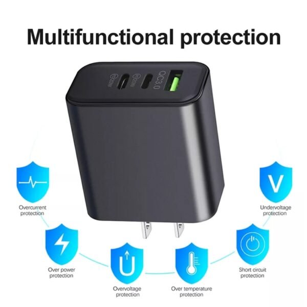 40W Dual PD + QC3.0 Ports Charger with Type-C to 8 Pin Data Cable, EU Plug + 8 Pin Cable, US Plug + 8 Pin Cable - Image 4