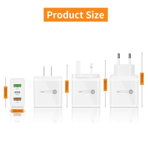 45W PD3.0 + 2 x QC3.0 USB Multi Port Quick Charger, UK Plug, UK Plug - Image 6