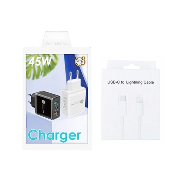 45W PD3.0 + 2 x QC3.0 USB Multi Port Charger with Type-C to 8 Pin Cable, EU Plug, EU Plug + Type-C to 8 Pin Cable - Image 7