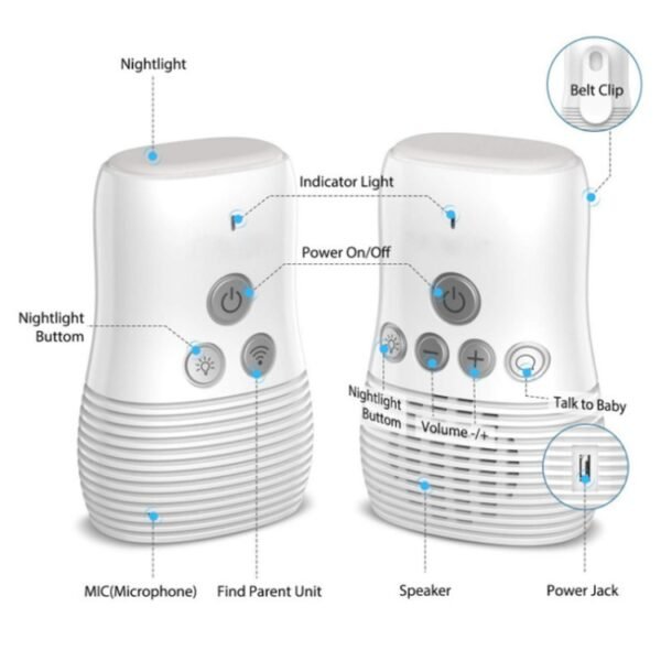 DBM-8 Wireless Audio Two-way Talk Back Baby Monitor, Intercom Sound Alert for Infant, DBM-8(US Plug), DBM-8(EU Plug), DBM-8(UK Plug), DBM-8(AU Plug) - Image 2