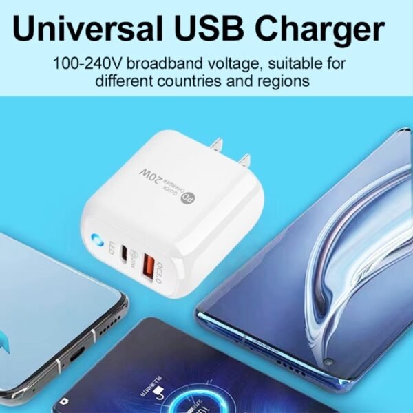 PD04 Type-C + USB Mobile Phone Charger with Type-C to 8 Pin Cable, US Plug, US Plug + Type-C to 8 Pin Cable - Image 5