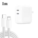 35W PD3.0 USB-C / Type-C Dual Port Charger with Type-C to 8 Pin Data Cable, US Plug, US Plug + 1m 8 Pin Cable, US Plug + 2m 8 Pin Cable
