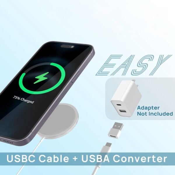 DS-WXC103 15W Max MagSafe Magnetic Wireless Charger for iPhone 15/14/13 / AirPods Pro, No Adapter - Image 7