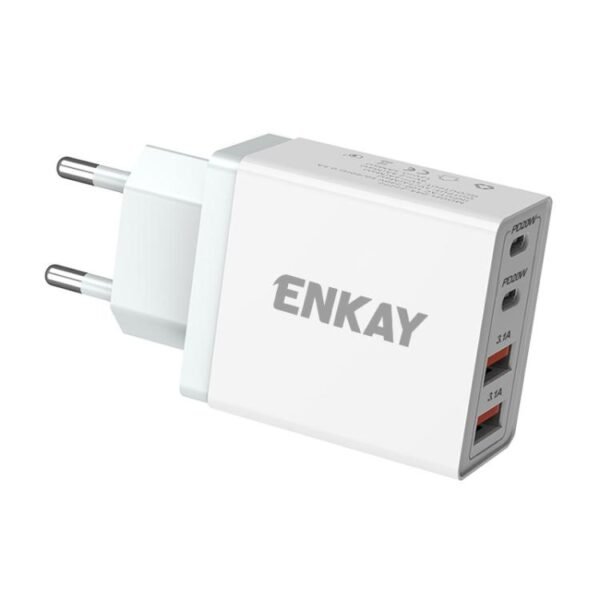 ENKAY FC-002 55W Dual USB-A Dual USB-C / Type-C Four Ports Quick Charger, EU Plug, US Plug, UK Plug