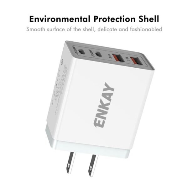 ENKAY FC-002 55W Dual USB-A Dual USB-C / Type-C Four Ports Quick Charger, EU Plug, US Plug, UK Plug - Image 3