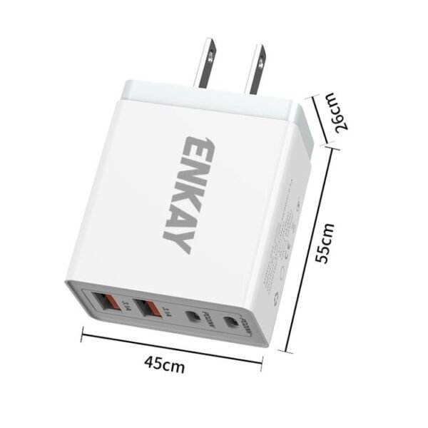 ENKAY FC-002 55W Dual USB-A Dual USB-C / Type-C Four Ports Quick Charger, EU Plug, US Plug, UK Plug - Image 4