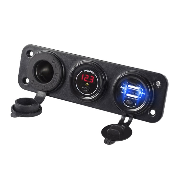 Car Mobile Phone Charger Multi-Port Fast Charging with Cigarette Lighter Multi-Function Digital Display Dual USB Car Charger, Red Light, Blue Light, Green Light