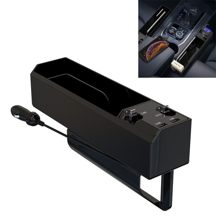 Car Seat Storage Box With Cable Car USB Charger, 2-wire, 3-wire, 2-wire + Storage Box