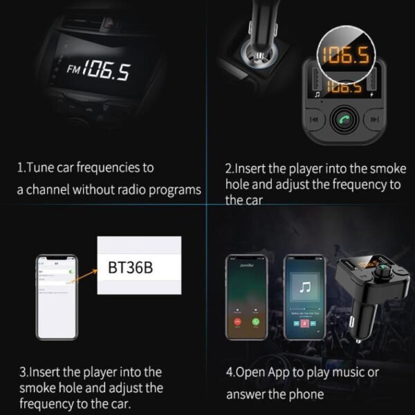 BT36B Car Bluetooth MP3 Music Player Car FM Transmitter Phone Hands-Free, BT36B - Image 12