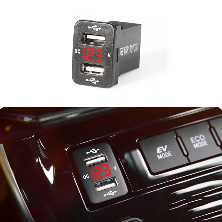 Car Charger Original Hole Non-Destructive Modification Of Dual Usb Car Charger With Line Suitable For Toyota, FTWU Red Light, FTWU Green Light, FTWU Blue Light, FTWUX Red Light, FTWUX Green Light, FTWUX Blue Light